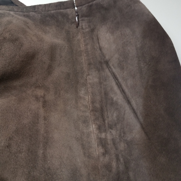 Alfani Brown Suede Leather Skirt - Picture 4 of 6